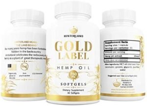 Hinterland Gold Label Hemp Oil Softgels, 25mg Capsules for Wellness, Organic USA Grown Hemp, 30 Count - Image 2