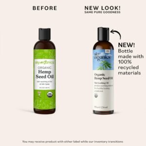 Sky Organics Organic Hemp Seed Oil for Face, 100% Pure & Cold-Pressed USDA Certified Organic to Nourish, Soothe, 8 fl. Oz. - Image 2