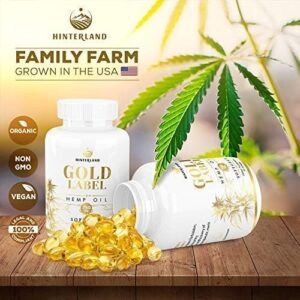 Hinterland Gold Label Hemp Oil Softgels, 25mg Capsules for Wellness, Organic USA Grown Hemp, 30 Count - Image 4