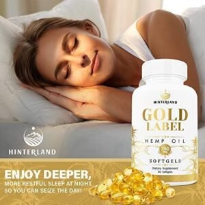 Hinterland Gold Label Hemp Oil Softgels, 25mg Capsules for Wellness, Organic USA Grown Hemp, 30 Count - Image 6