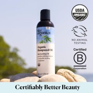 Sky Organics Organic Hemp Seed Oil for Face, 100% Pure & Cold-Pressed USDA Certified Organic to Nourish, Soothe, 8 fl. Oz. - Image 6
