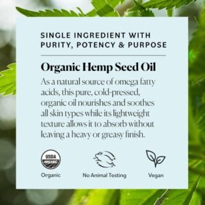 Sky Organics Organic Hemp Seed Oil for Face, 100% Pure & Cold-Pressed USDA Certified Organic to Nourish, Soothe, 8 fl. Oz. - Image 5