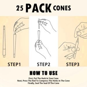 25 Pack Pre Rolled Cones With Wood Tips, King Size Rolling Papers, Slow Burning Pre Roll Cones (25 Pack, King Size) - Image 6