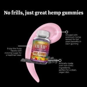 Hemp Gummies Neuropathy Nerve Support Supplement High Potency - Natural Health Pure Extra Strength with Hemp Oil Extract Vegan Edibles for Adults Vegan, Low Sugar, Made in USA - Image 6