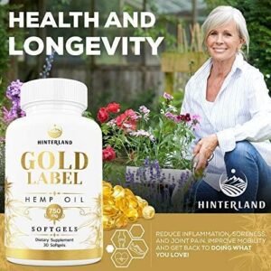 Hinterland Gold Label Hemp Oil Softgels, 25mg Capsules for Wellness, Organic USA Grown Hemp, 30 Count - Image 5