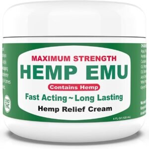 Hemp Emu Hemp Cream - Organic Hemp Oil Muscle Rub - Naturally Soothe Discomfort in Joints, Back, Knees with Premium Menthol Cream & Eucalyptus Essential Cream - Made in USA - 4oz