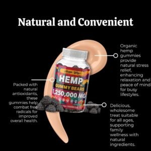 Organic Hemp Gummies for Stresss, Pains, Sleeps, Support- All-Natural, High Potency, Non-GMO, Vegan & 100% Natural Wellness Supplement Prime Vigor XL - Image 3