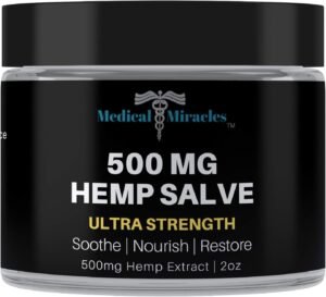 Hemp 500 Mg Ultra Strength Healing Salve Ideal for HIPS, Joints, Neck, Back, Elbows, Fingers, Hands, and Knees Made in USA