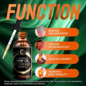 GPGP GreenPeople (3Pack Natural Hemp Oil Extract, Immune System Support, Focus Calm, Stress, Mood, Pure Extract, Rich in Omega 3&6&9 Fatty Acids - Image 4