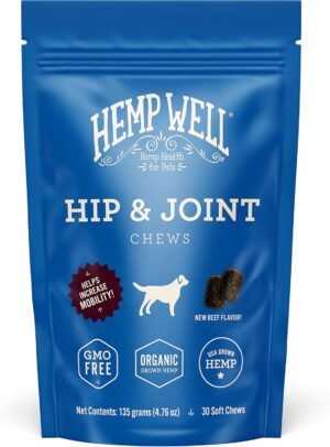 Hemp Well Hip and Joint Soft Chews – Best Joint Supplement for Dogs, Organically Sourced with Hemp, Glucosamine, Chondroitin and Breed Dogs, 30 Count