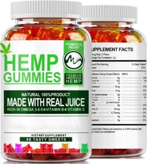 2 Pack Hemp Gummies 1 200 000mg High Strength Stress Relief Fruity Gummy Bear with Hemp Oil 100percent Natural Hemp Candy Supplements Promotes Sleep and Calm Mood 60 Count Pack of 2