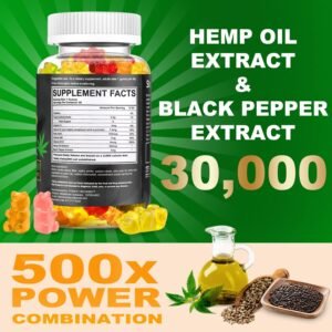 Hemp Gummies Advanced Extra Strength Infused Natural Organic Hemp Oil Extract for Stress Reduction, for Adult Relaxation Vegan Non-GMO Zero ÇBD Oil Low Sugar Made in USA - Image 2
