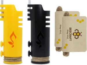 Hemp Wick Lighter 2 Pack Wrapper, Includes 8FT Hemp Wick by USA (Black/Yellow)