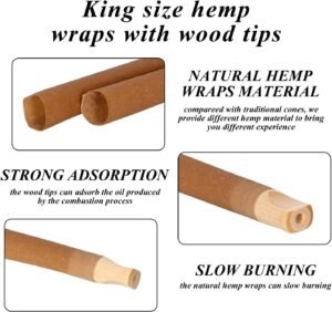 25 Pack Pre Rolled Cones With Wood Tips, King Size Rolling Papers, Slow Burning Pre Roll Cones (25 Pack, King Size) - Image 3