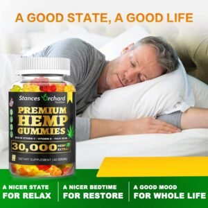 Hemp Gummies Advanced Extra Strength Infused Natural Organic Hemp Oil Extract for Stress Reduction, for Adult Relaxation Vegan Non-GMO Zero ÇBD Oil Low Sugar Made in USA - Image 3