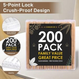 200 Pack Pre Rolled Cones | Natural Slow-Burning Cones Rolling Paper | 108mm King Size Rolling Papers | Bong | Rolling papers - Image 7