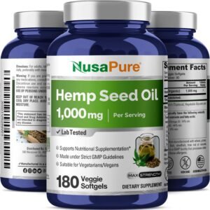 NusaPure Hemp Oil Capsules, 1,000mg Per Serving, 180 Veggie Softgels, Non-GMO, Vegan - Image 4