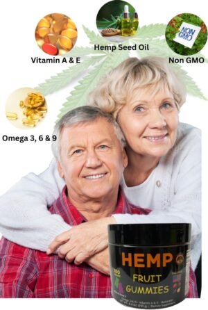 Hemp Gummies - High Potency - Omega 3 6 9 - Melatonin - Vitamin A & E – Fruit Flavors – Natural Hemp Oil Extract Gummy – 100 ct – THC Free - Image 3