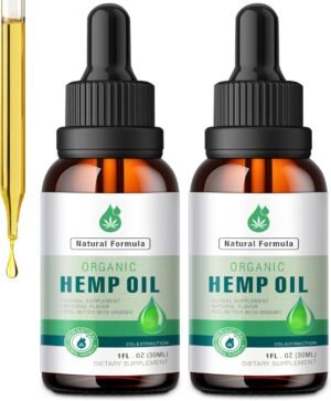 (2 Pack) Hemp Oil Drops Premium Organic Maximum Strength, High Potency 100% Natural,Organic Tincture with Vegan, Non-GMO
