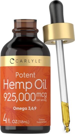 Carlyle Hemp Seed Oil 925000 mcg | Vegetarian, Non-GMO, Gluten Free | Cold Pressed