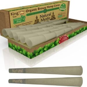 Pre Rolled Cones King Size – 50 Pack Hemp Rolling Paper Unbleached Brown Organic Fibers Classic Preroll Natural Mystic Pre Roll Papers With Filter Tips Use Cone Loader Filling Packing Sticks