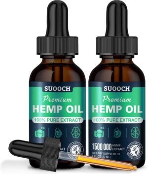 Hemp Oil Drops for Sleep, Premium Organic Maximum Strength, High Potency 100% Natural, Pain Relief 2 Pack