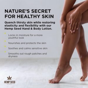 Hemp Seed Hand & Body Lotion - Soothe Dry Skin - Argan Oil, Hemp Seed Oil - Light, Non-Greasy Formula - Vegan & Cruelty Free - Image 2