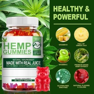 2 Pack Hemp Gummies 1 200 000mg High Strength Stress Relief Fruity Gummy Bear with Hemp Oil 100percent Natural Hemp Candy Supplements Promotes Sleep and Calm Mood 60 Count Pack of 2 - Image 3