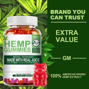 2 Pack Hemp Gummies 1 200 000mg High Strength Stress Relief Fruity Gummy Bear with Hemp Oil 100percent Natural Hemp Candy Supplements Promotes Sleep and Calm Mood 60 Count Pack of 2 - Image 2