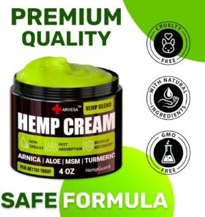 Natural Hemp Cream - Maximum Strength - Gel with MSM, Arnica, Aloe, Turmeric, Emu Oil - Lotion for Muscles, Joints, Back, Foot, Knees, Neck, Fingers, Elbows - High Strength Hemp Oil Extract - 4 fl oz - Image 4