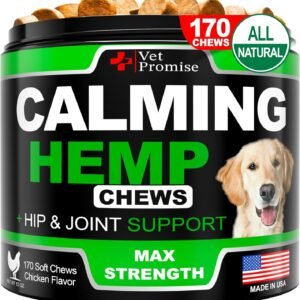 Vet Promise Hemp Calming Chews for Dogs Anxiety - Advanced Dog Calming Chews - 170 Treats - Dog Anxiety Relief with Hemp Oil - Hip and Joint Supplement Health Support for Dogs - Made in USA