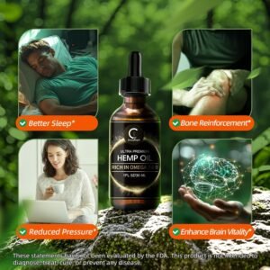 GPGP GreenPeople (3Pack Natural Hemp Oil Extract, Immune System Support, Focus Calm, Stress, Mood, Pure Extract, Rich in Omega 3&6&9 Fatty Acids - Image 5