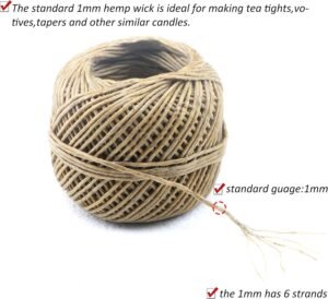 MILIVIXAY Hemp Wick with Natural Beeswax Coating, Edible Grade Beeswax, 200 FT Spool, Standard Size (1.0mm),Unbleached, Un-Dyed and 100% Organic. - Image 5