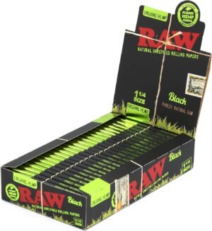 1 box - RAW Black Organic size 1 1/4 (78mm) rolling paper - 1200 papers - Image 2