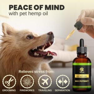 Hemp Oil for Dogs and Cats - Helps with Anxiety, Pain, Stress, Sleep, Arthritis, Seizures Relief - Hip and Joint Support - Calming Drops - Image 6