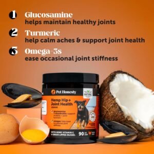 Pet Honesty Senior Hemp Hip & Joint Supplement for Dogs - Dog Joint Supplement with Hemp Oil & Powder, Glucosamine, Collagen, MSM & Green Lipped Mussel - Mobility for Senior Dogs (Chicken 90) - Image 3