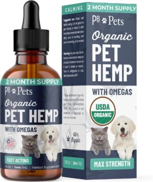 Organic Hemp Oil for Dogs and Cats - Liquid Supplement for Calming, Hip & Joint Support, and Overall Wellness - Made in USA