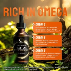 GPGP GreenPeople (3Pack Natural Hemp Oil Extract, Immune System Support, Focus Calm, Stress, Mood, Pure Extract, Rich in Omega 3&6&9 Fatty Acids - Image 2
