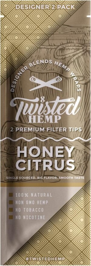 Twisted Hemp Designer Blends Natural Premium Hemp Wraps 2 Count Per Sleeve Pack of 15 |30 Wraps Total (Honey Citrus) - Image 2