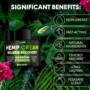 Natural Hemp Cream for Muscles, Joints, Neck, Back, Elbows - Hemp Oil Muscle Relaxer Cream to Soothe Discomfort - Hemp Oil Extract Gel with Arnica, Msm, Turmeric, Menthol Rub - 4 oz - Image 2