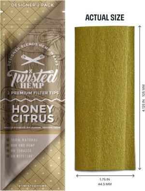 Twisted Hemp Designer Blends Natural Premium Hemp Wraps 2 Count Per Sleeve Pack of 15 |30 Wraps Total (Honey Citrus) - Image 5