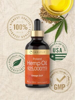 Carlyle Hemp Seed Oil 925000 mcg | Vegetarian, Non-GMO, Gluten Free | Cold Pressed - Image 6