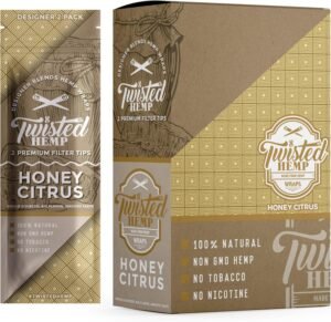Twisted Hemp Designer Blends Natural Premium Hemp Wraps 2 Count Per Sleeve Pack of 15 |30 Wraps Total (Honey Citrus)