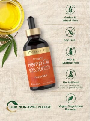 Carlyle Hemp Seed Oil 925000 mcg | Vegetarian, Non-GMO, Gluten Free | Cold Pressed - Image 5