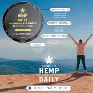 Premium Hemp Extract Daily Ultimate Strength Intensive Cream - Muscle, Knee, Joints, Back, Neck and Shoulder Rub - Organic Ingredients, Topical Lotion with Essential Oils - Classic Mint, Single 5oz - Image 4