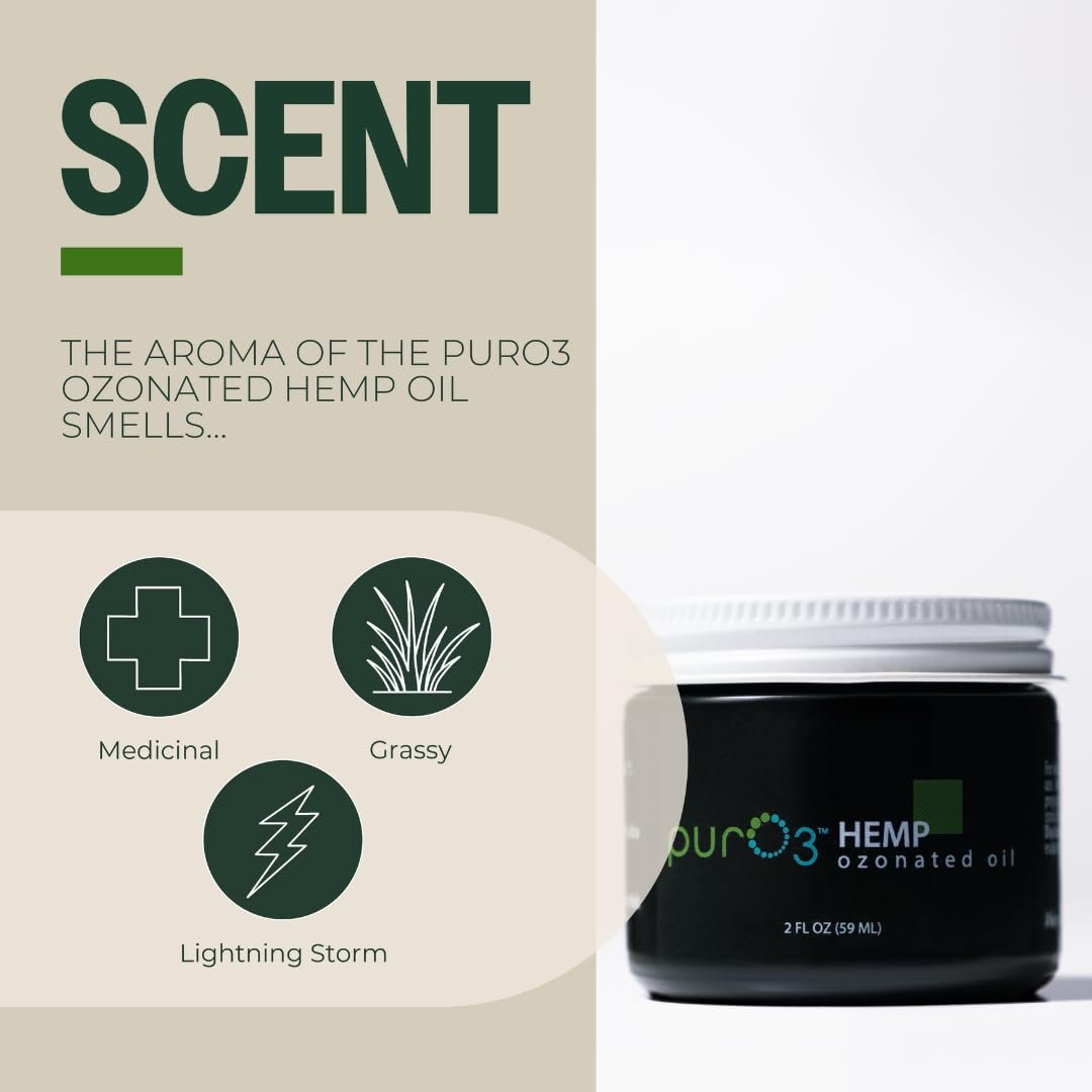 PurO3 Fully Ozonated Hemp Oil - Pure, Natural, Skin Care for Face & Body from Ozonated, Oxygenated Hemp Oil - Glass Jar, 2 oz - Image 3