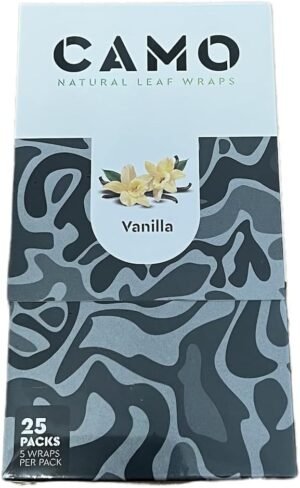 Camo Natural Leaf Rolling Papers Pre-wrap Full Box 25 Packs (5 sheets per pack) + RSV Scoop Card (Vanilla) - Image 2