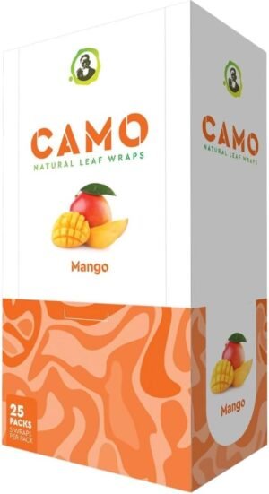6 Packs CAMO Natural Leaf Wraps Mango 30 Sheets with an Official Camo Cones Sticker