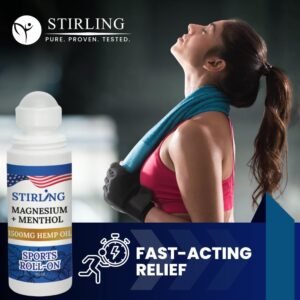 Stirling Menthol Roll On Lotion with Magnesium and 1500mg Pure Hemp - Non-GMO, THC-Free - Fast-Acting Relief for Sore Muscles and Joints, Reduces Swelling and Redness, Promotes Post-Workout Recovery - Image 4