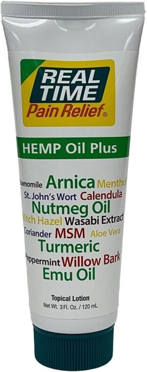 Real Time Pain Relief Hemp Oil Plus - 3oz Tube | Advanced Formula with Hemp Oil and 19 Natural Ingredients | Relieves Joint and Muscle Discomfort | Includes Arnica, Turmeric, MSM, and Emu Oil - Image 2